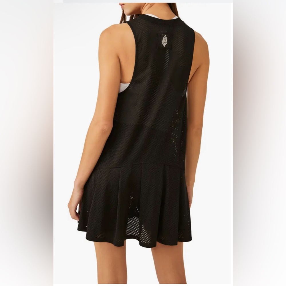 Free People Movement Courtside Pleated Sheer Mesh
Dress Black